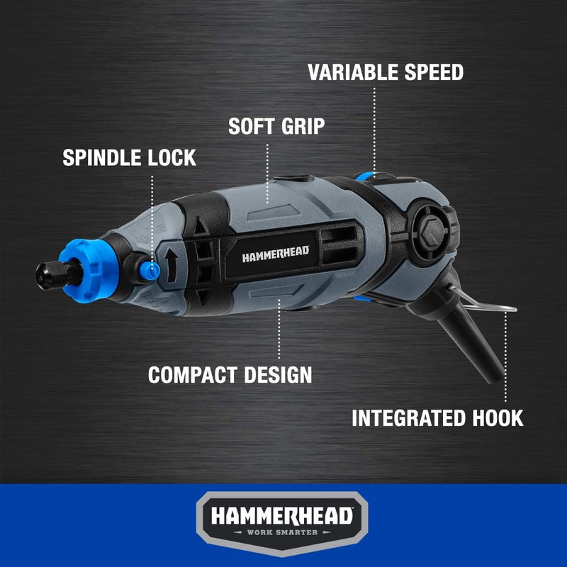 Hammerhead 1.2-Amp Rotary Tool with 62 Accessory Attachments and Carrying Case â€“ HART012 - Image 3